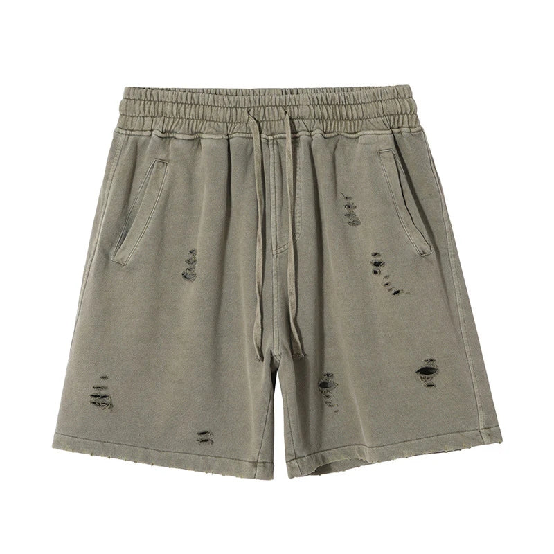 Distress Washed Sweats Shorts